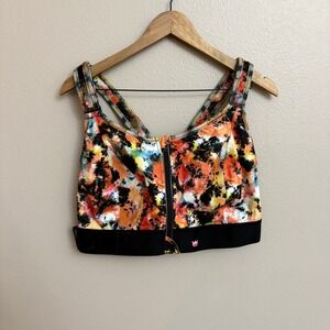 SHEFIT Multicolor Tie-Dye Front-Zip Sports Bra with Black Band